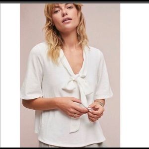 Anthropologie Eri+Ali Tie Front Boxy Blouse